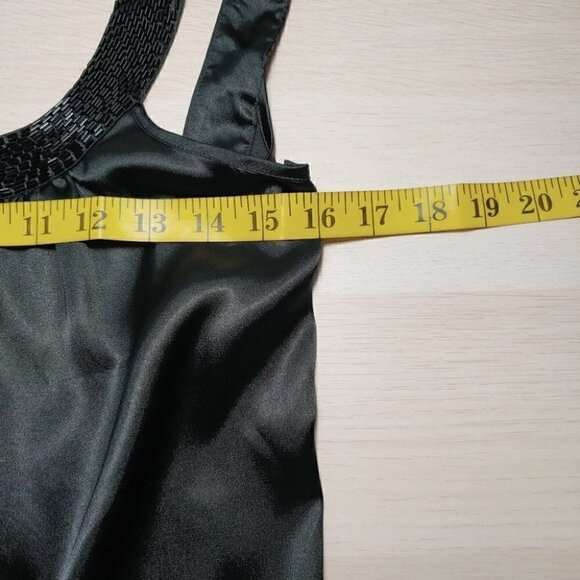 BEDO Black satin beaded backless shift dress - Picture 8 of 16